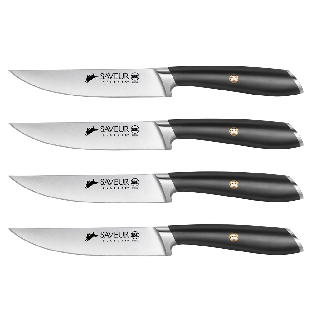 Saveur Selects 4-Piece Fine Edge Steak Knife Set, Forged German Steel