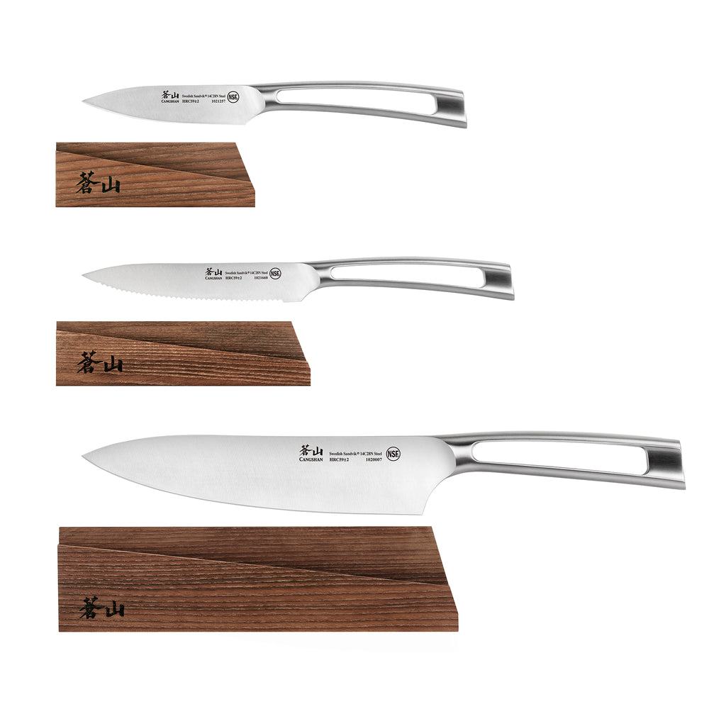 Cangshan TN1 Series 3-Piece Starter Knife Set with Wood Sheaths, Forged Swedish Steel