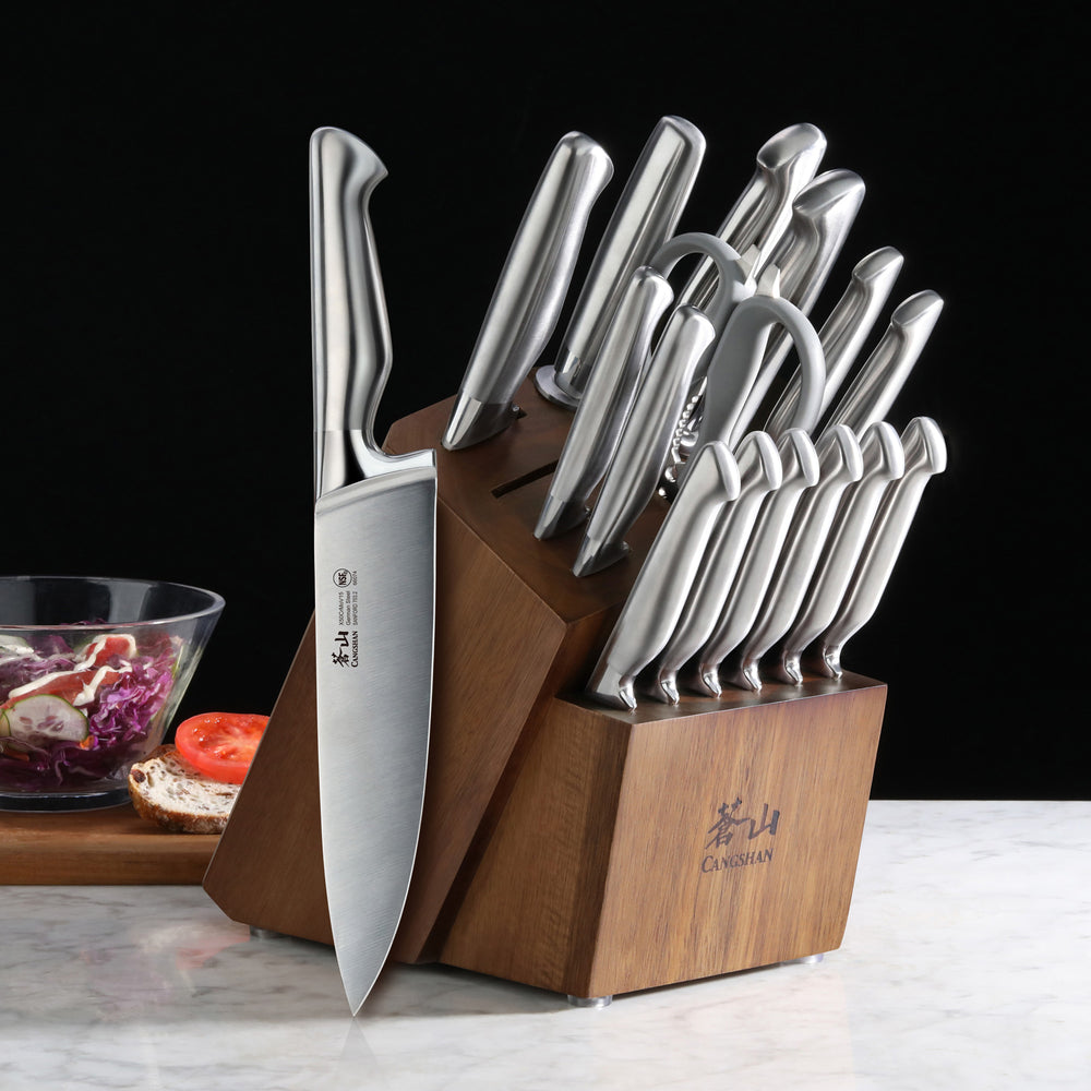 
                  
                    Load image into Gallery viewer, Cangshan SANFORD Series 17-Piece Knife Block Set, Forged German Steel
                  
                