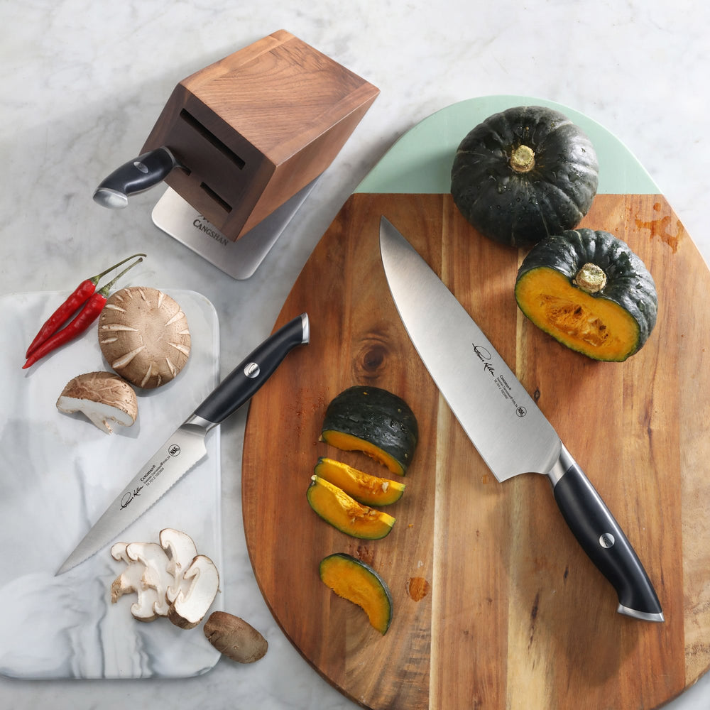 
                  
                    Load image into Gallery viewer, Cangshan Thomas Keller Signature Collection 4-Piece HUA Knife Block Set, Forged Swedish Powder Steel
                  
                