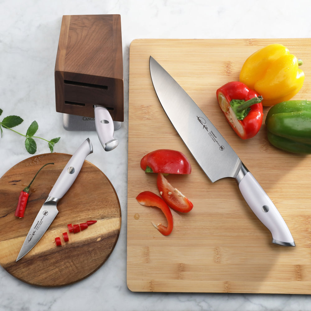 
                  
                    Load image into Gallery viewer, Cangshan Thomas Keller Signature Collection 4-Piece HUA Knife Block Set, Forged Swedish Powder Steel
                  
                