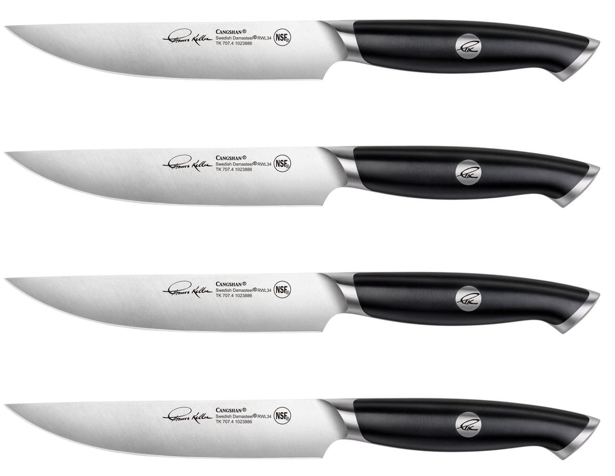 Cangshan Thomas Keller Signature Collection 4-Piece Steak Knife Set w/ Walnut Box, Forged Swedish Powder Steel