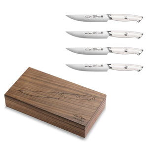 
                  
                    Load image into Gallery viewer, Cangshan Thomas Keller Signature Collection 4-Piece Steak Knife Set w/ Walnut Box, Forged Swedish Powder Steel
                  
                
