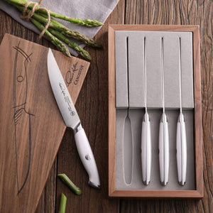 
                  
                    Load image into Gallery viewer, Cangshan Thomas Keller Signature Collection 4-Piece Steak Knife Set w/ Walnut Box, Forged Swedish Powder Steel
                  
                