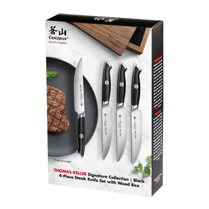 
                  
                    Load image into Gallery viewer, Cangshan Thomas Keller Signature Collection 4-Piece Steak Knife Set w/ Walnut Box, Forged Swedish Powder Steel
                  
                
