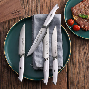 
                  
                    Load image into Gallery viewer, Cangshan Thomas Keller Signature Collection 4-Piece Steak Knife Set w/ Walnut Box, Forged Swedish Powder Steel
                  
                