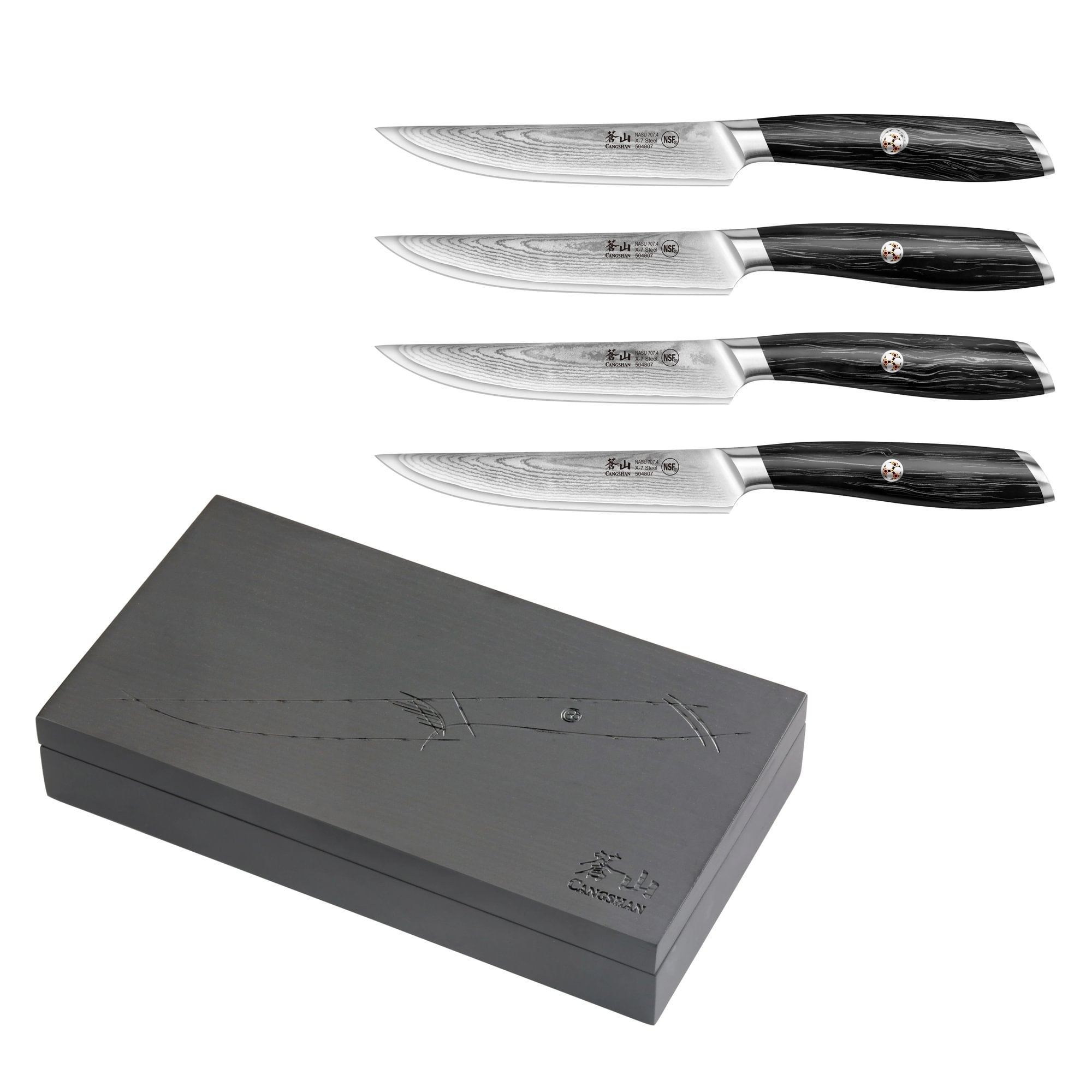 Cangshan NASU Series 4-Piece Steak Knife Set with Wood Box