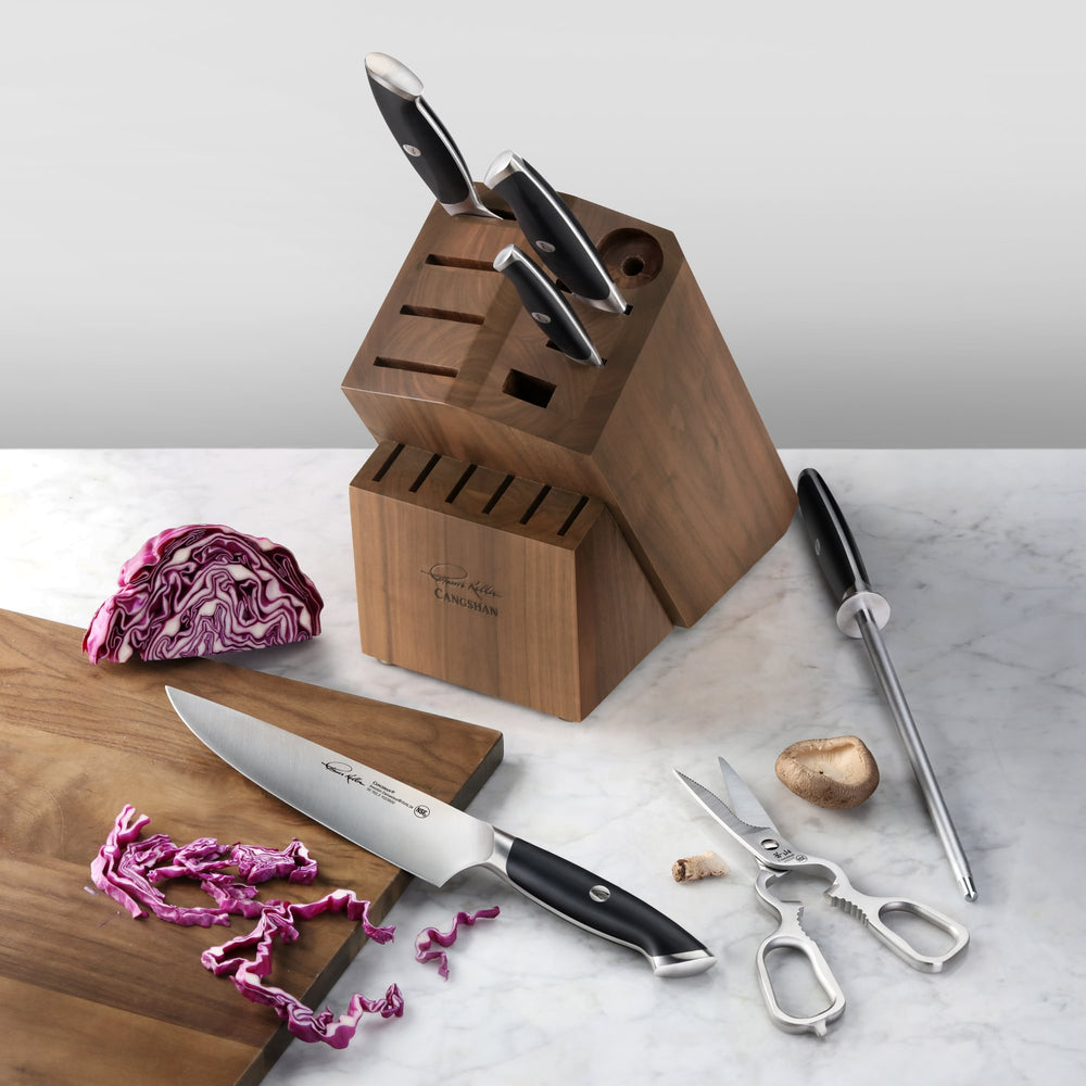 
                  
                    Load image into Gallery viewer, Cangshan Thomas Keller Signature Collection 7-Piece Knife Block Set, Forged Swedish Powder Steel
                  
                
