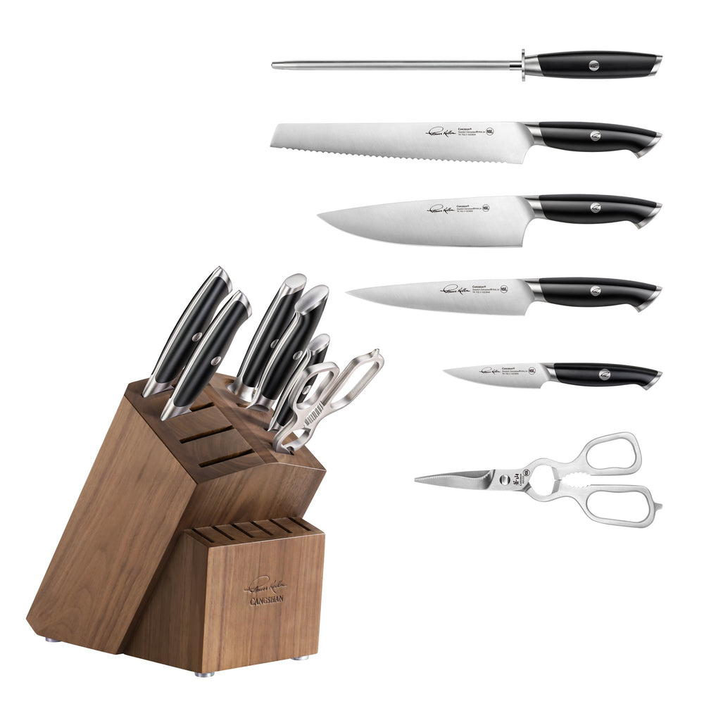 
                  
                    Load image into Gallery viewer, Cangshan Thomas Keller Signature Collection 7-Piece Knife Block Set, Forged Swedish Powder Steel
                  
                