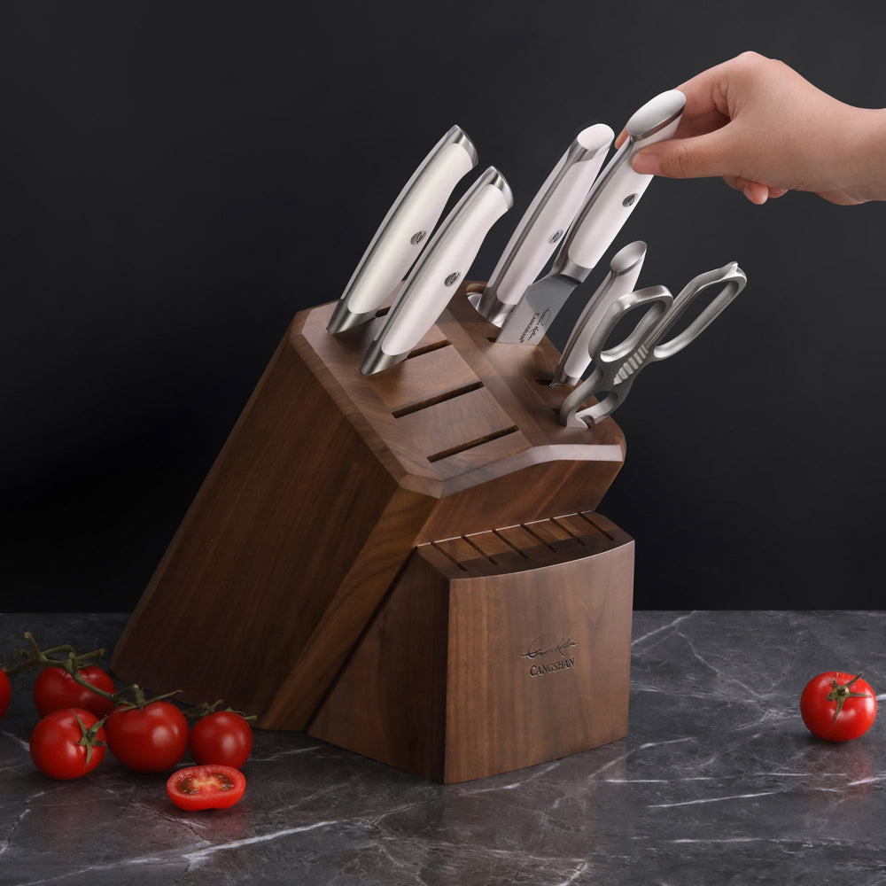 
                  
                    Load image into Gallery viewer, Cangshan Thomas Keller Signature Collection 7-Piece Knife Block Set, Forged Swedish Powder Steel
                  
                