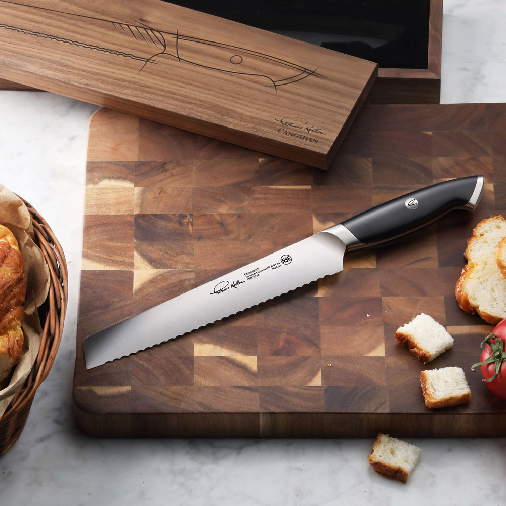 
                  
                    Load image into Gallery viewer, Canshan Thomas Keller Signature Collection 8-inch Bread Knife, Forged Swedish Powder Steel
                  
                