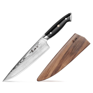 
                  
                    Load image into Gallery viewer, Cangshan Z Series 8&amp;quot; Chef&amp;#39;s Knife with Walnut Sheath, Forged X-7 Damascus Steel
                  
                