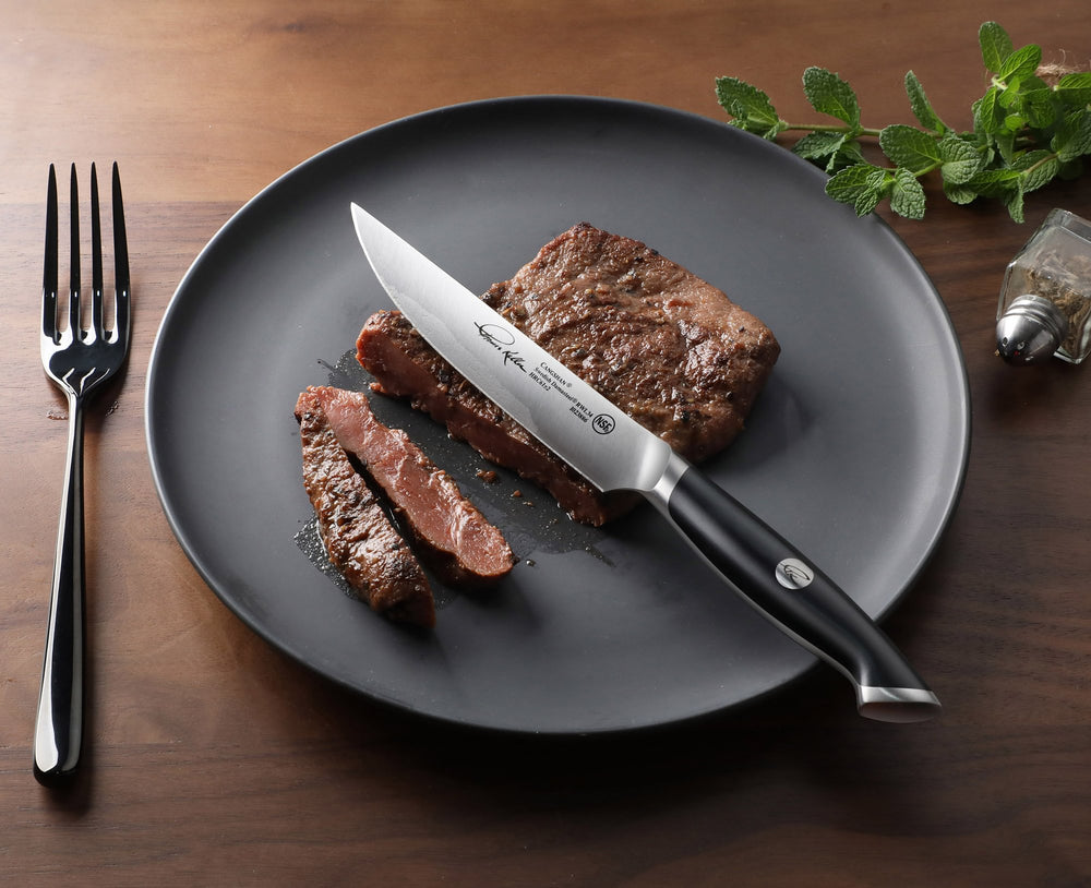 
                  
                    Load image into Gallery viewer, Cangshan Thomas Keller Signature Collection 5-inch Fine-Edge Steak Knife, Forged Swedish Powder Steel
                  
                