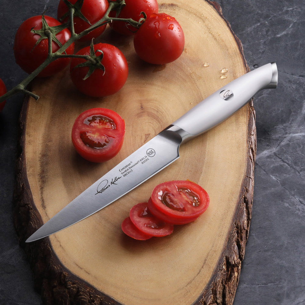 
                  
                    Load image into Gallery viewer, Cangshan Thomas Keller Signature Collection 5-inch Utility Knife, Forged Swedish Powder Steel
                  
                
