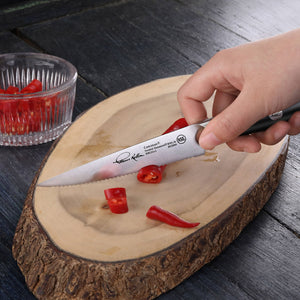 
                  
                    Load image into Gallery viewer, Cangshan Thomas Keller Signature Collection 5-inch Serrated Utility Knife, Forged Swedish Powder Steel
                  
                