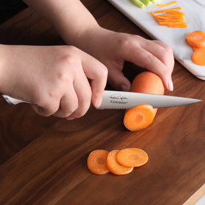 
                  
                    Load image into Gallery viewer, Cangshan Thomas Keller Signature Collection 5-inch Serrated Utility Knife, Forged Swedish Powder Steel
                  
                