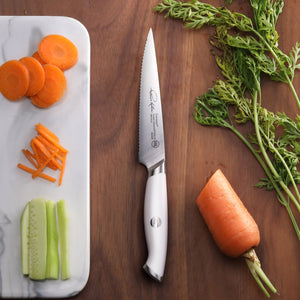 
                  
                    Load image into Gallery viewer, Cangshan Thomas Keller Signature Collection 5-inch Serrated Utility Knife, Forged Swedish Powder Steel
                  
                