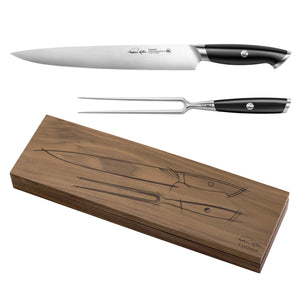 
                  
                    Load image into Gallery viewer, Cangshan Thomas Keller Signature Collection 2-Piece Carving Set w/ Walnut Box, Forged Swedish Powder Steel
                  
                
