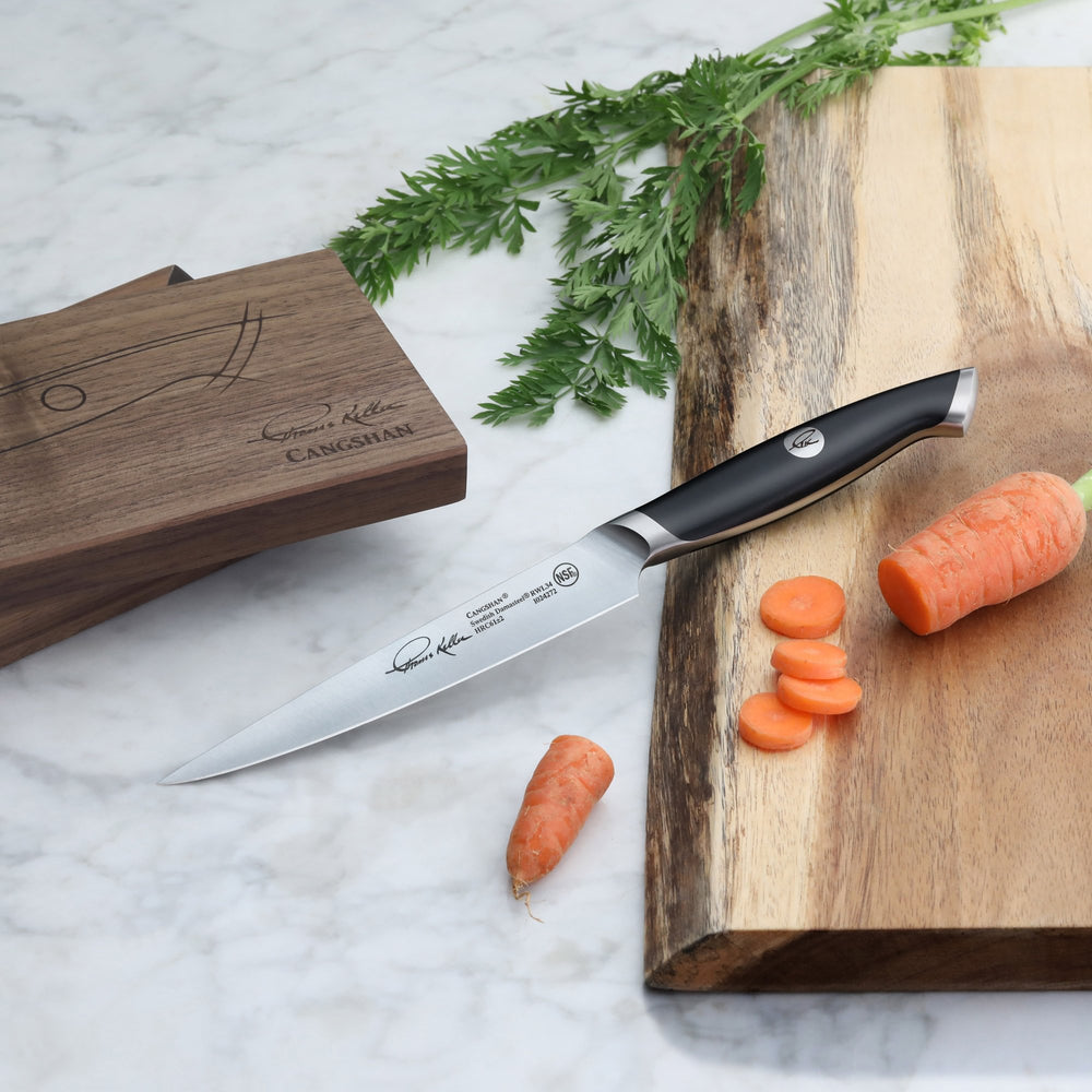 
                  
                    Load image into Gallery viewer, Cangshan Thomas Keller Signature Collection 5-inch Utility Knife, Forged Swedish Powder Steel
                  
                