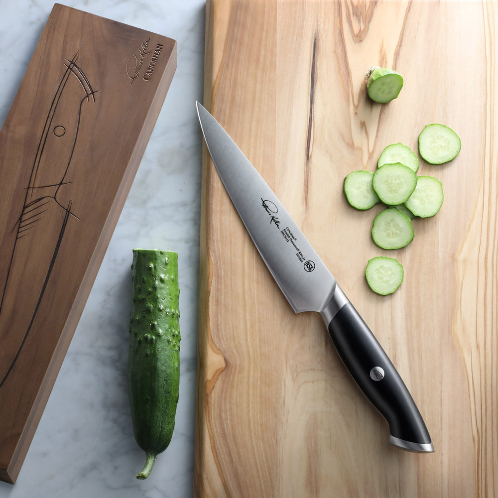 
                  
                    Load image into Gallery viewer, Cangshan Thomas Keller Signature Collection 7-inch Utility Knife, Forged Swedish Powder Steel
                  
                