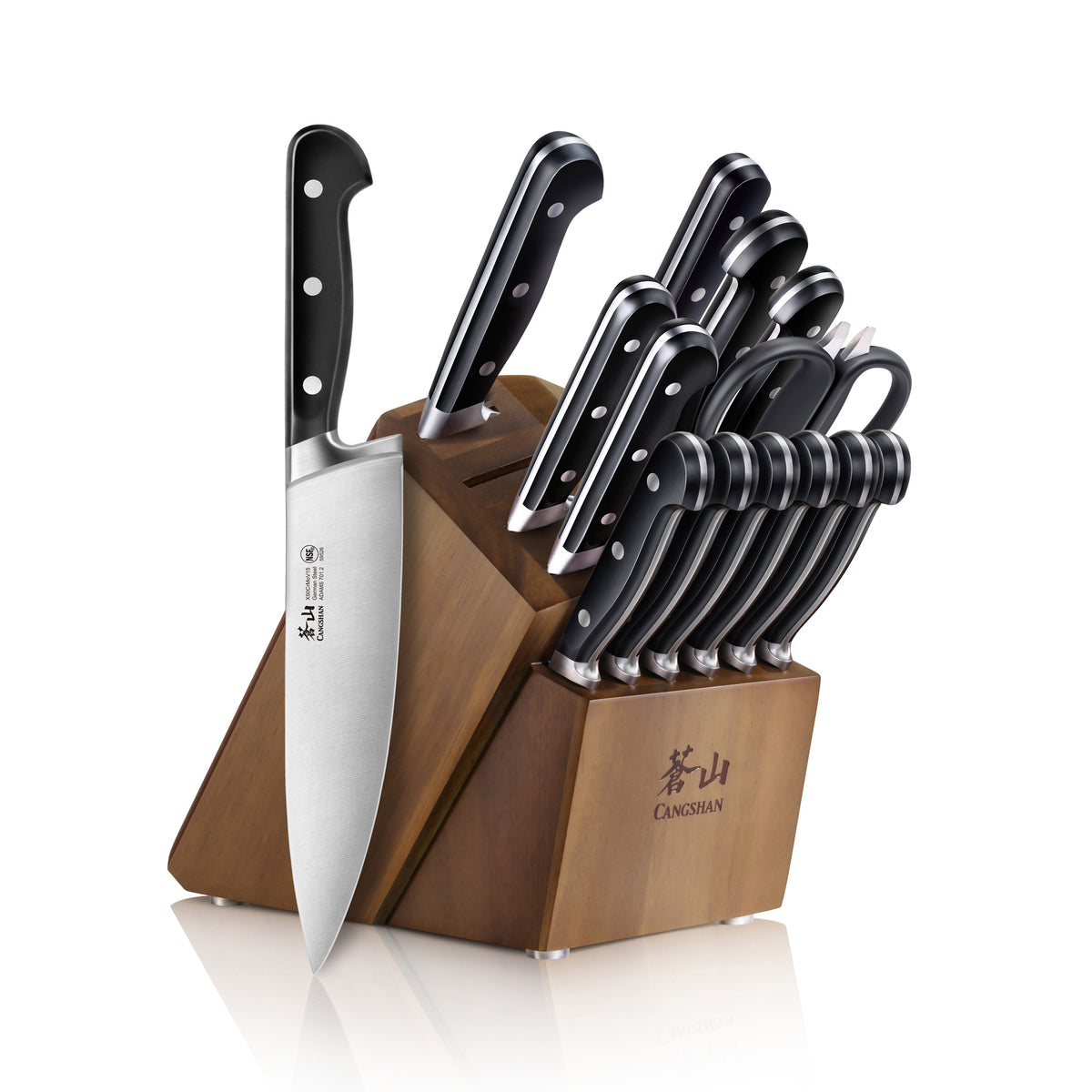 Cangshan Adams Series 15-Piece Knife Block Set, Forged German Steel